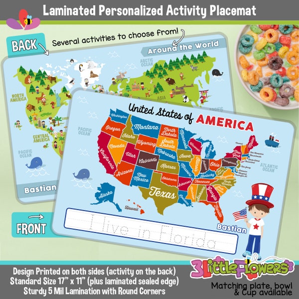 Usa Map Placemat Etsy