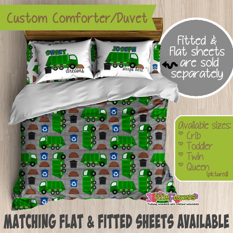 Garbage Truck Custom Comforter Duvet Kids Image 0