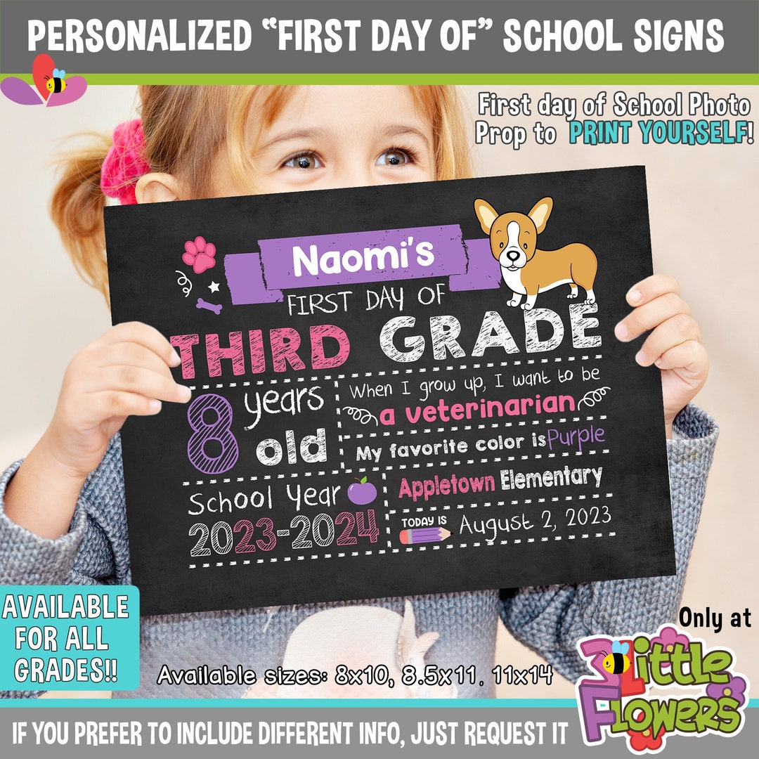 Dog First Day of School Sign Printable First Day of School Chalkboard