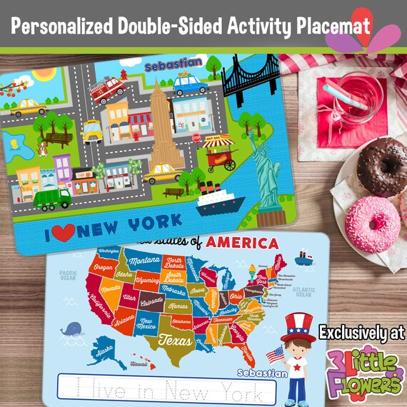 New York Placemat United States Map Placemat Personalized placemat