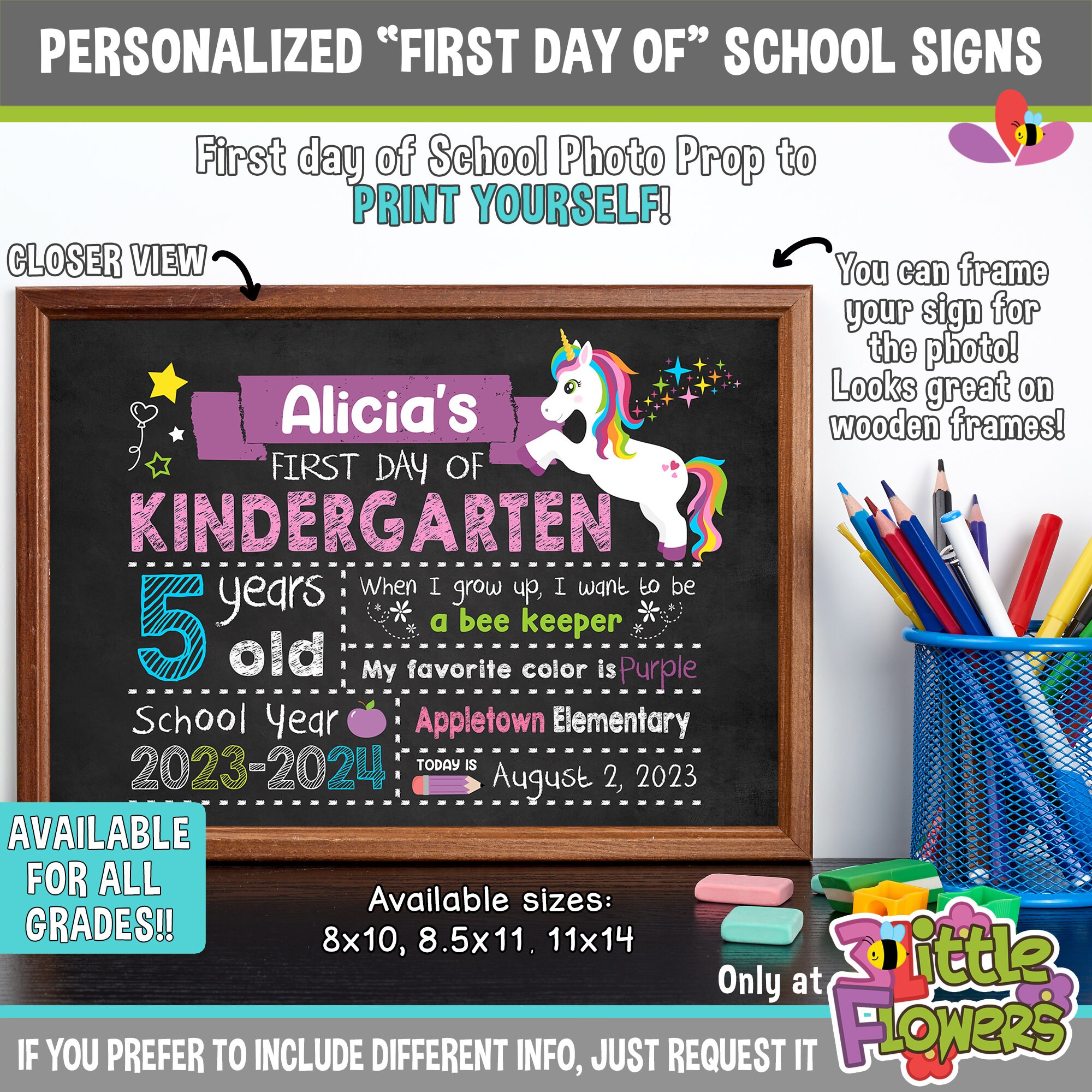 Unicorn First Day of School Sign - Printable First Day of School ...