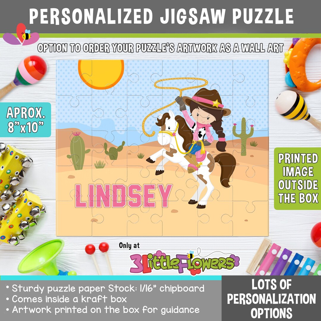 Cowgirl Puzzle - Personalized 8" X 10" Puzzle - Personalized Name ...
