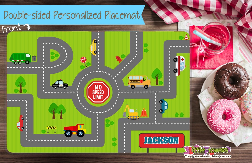 Road Placemat Personalized placemat for kids Laminated Etsy