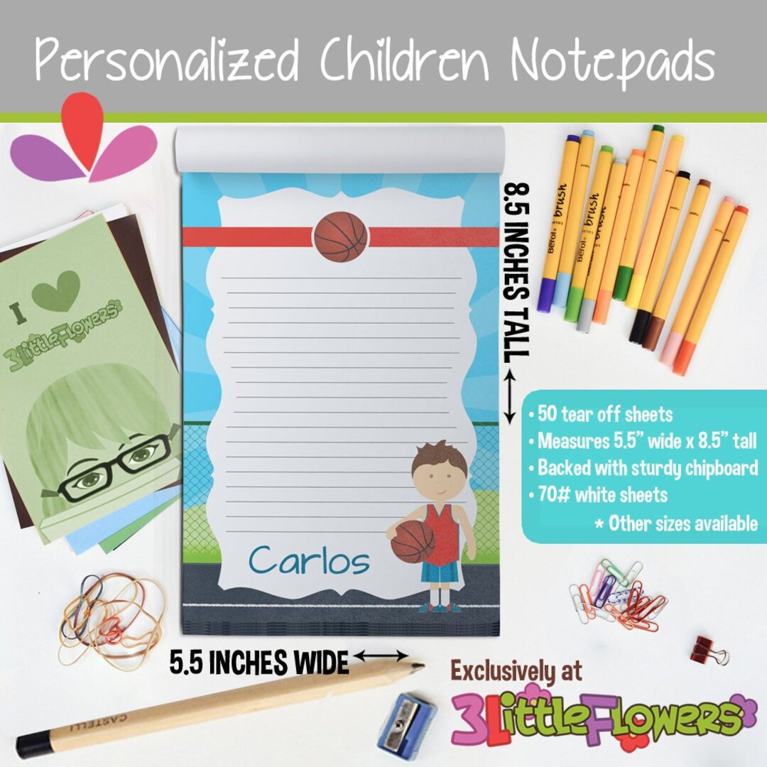 Basketball Notepad Personalized Notepad Personalized Etsy