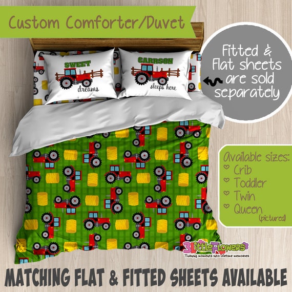 Tractor Custom Comforter Duvet Kids, John Deere Queen Bed Set