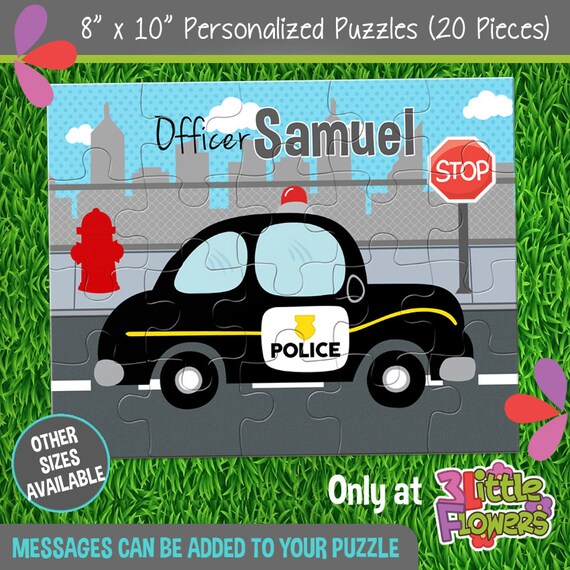Police Car Puzzle Personalized 8 x 10" Puzzle Personalized Name