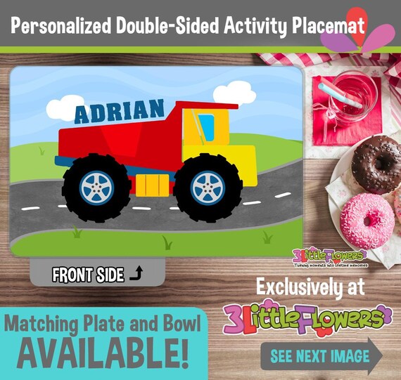 Personalized Dump Truck Placemat Personalized placemat for kids
