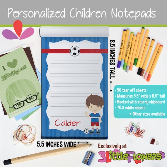 Soccer Notepad Personalized Notepad Personalized Children