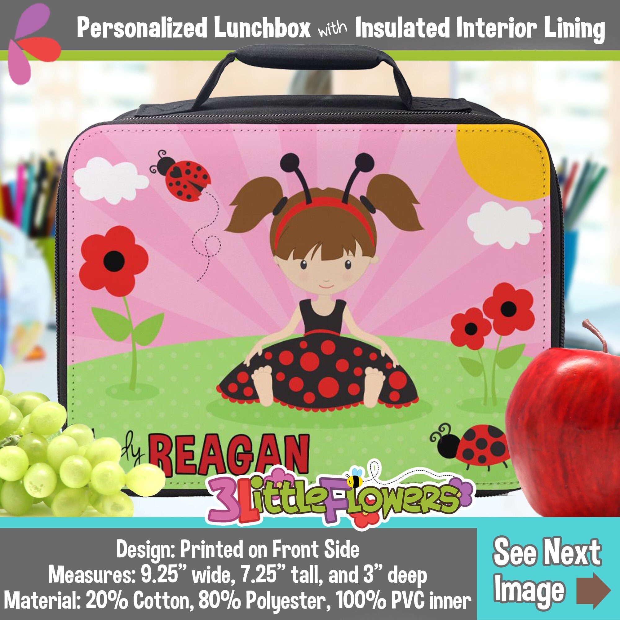 Bixbee Butterfly Garden Lunchbox - Kids Lunch Box, Insulated Lunch