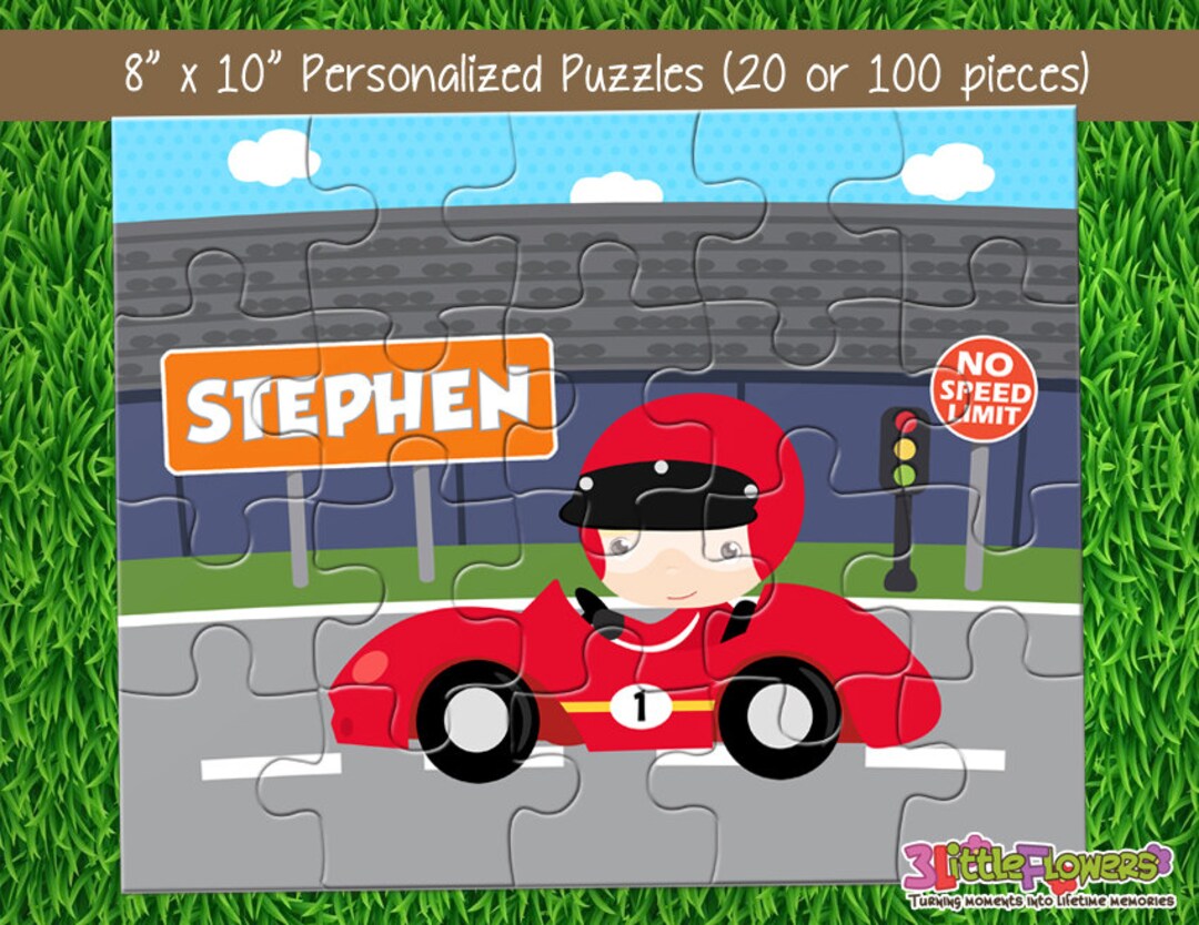Race Car Puzzle Personalized 8 X 10 Puzzle Personalized Etsy