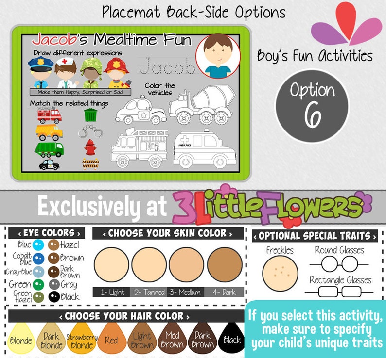Personalized placemat for kids Activity Placemat for Children Personalized Racoon Placemat Laminated Custom Double-sided placemat