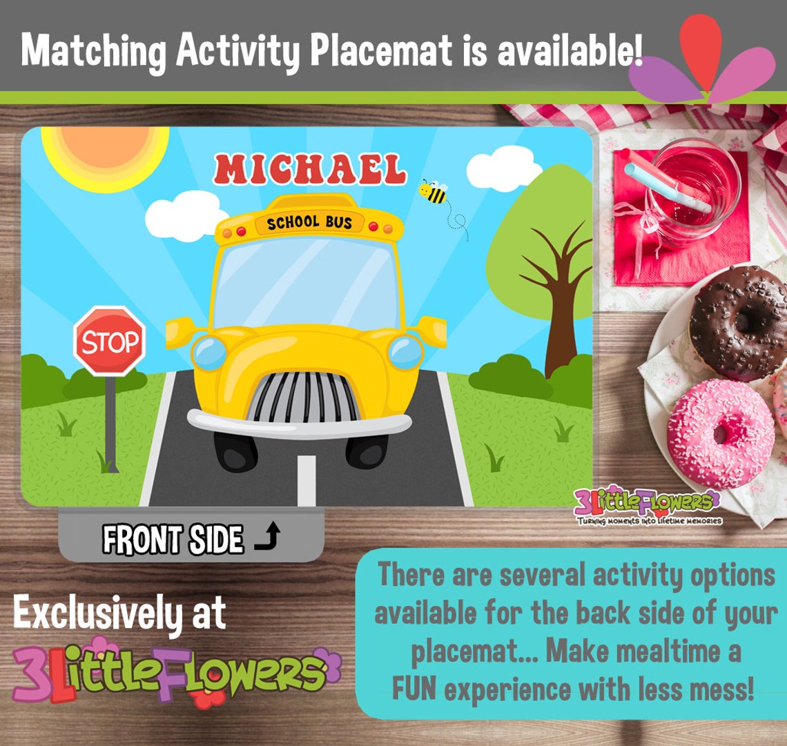 Personalized School Bus Plate and Bowl Set Personalized - Etsy