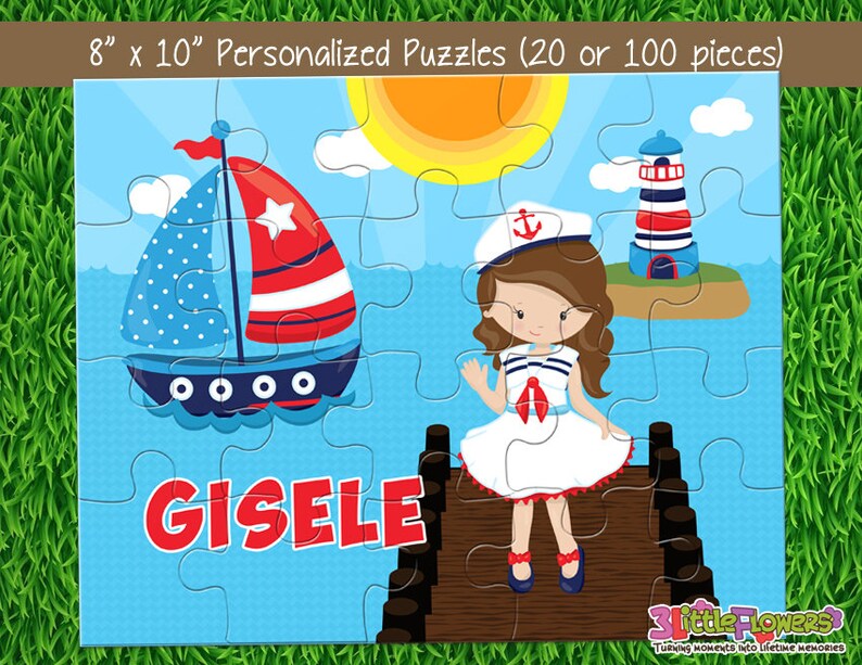 Personalized 8 x 10 Puzzle 20 pieces Puzzle Personalized Name Puzzle Sailor Puzzle Nautical Puzzle Personalized Children Puzzle