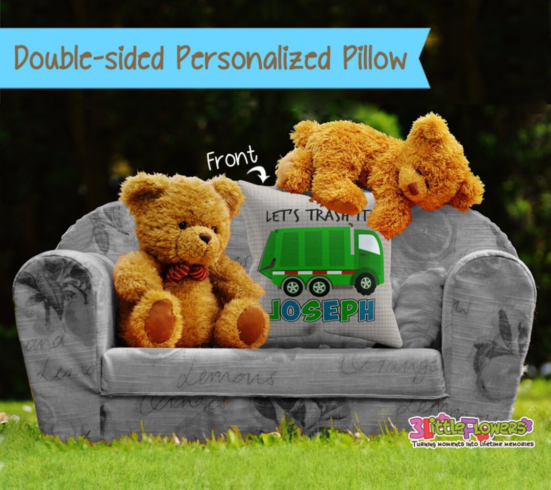 Personalized Garbage Truck Pillow Personalized Throw Pillow