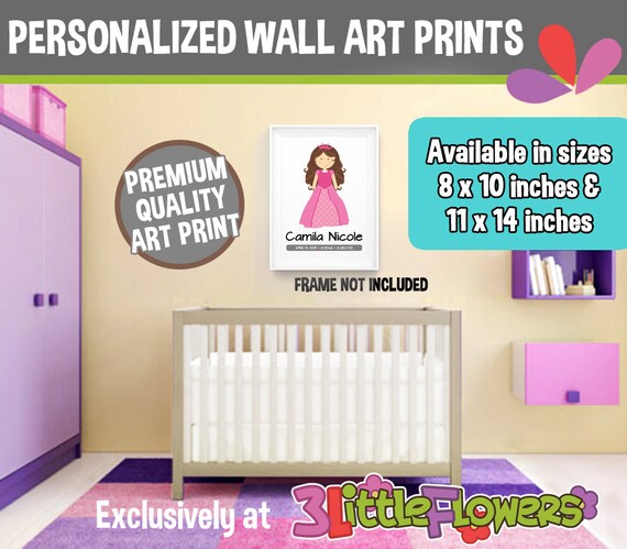 Princess Wall Art - Personalized Premium Art Nursery Print - Children Wall Print - Personalized Princess Wall Print - Princess Bedroom Decor Il_570xn