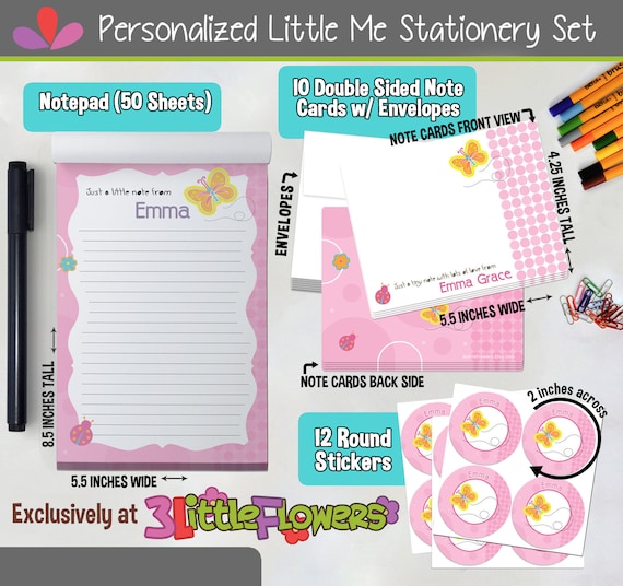 Butterfly Personalized Stationery Set Personalized Children