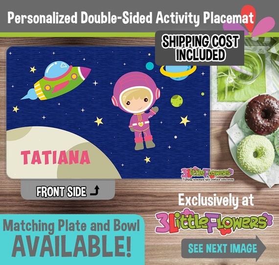 Personalized Space Girl Placemat Personalized placemat for kids