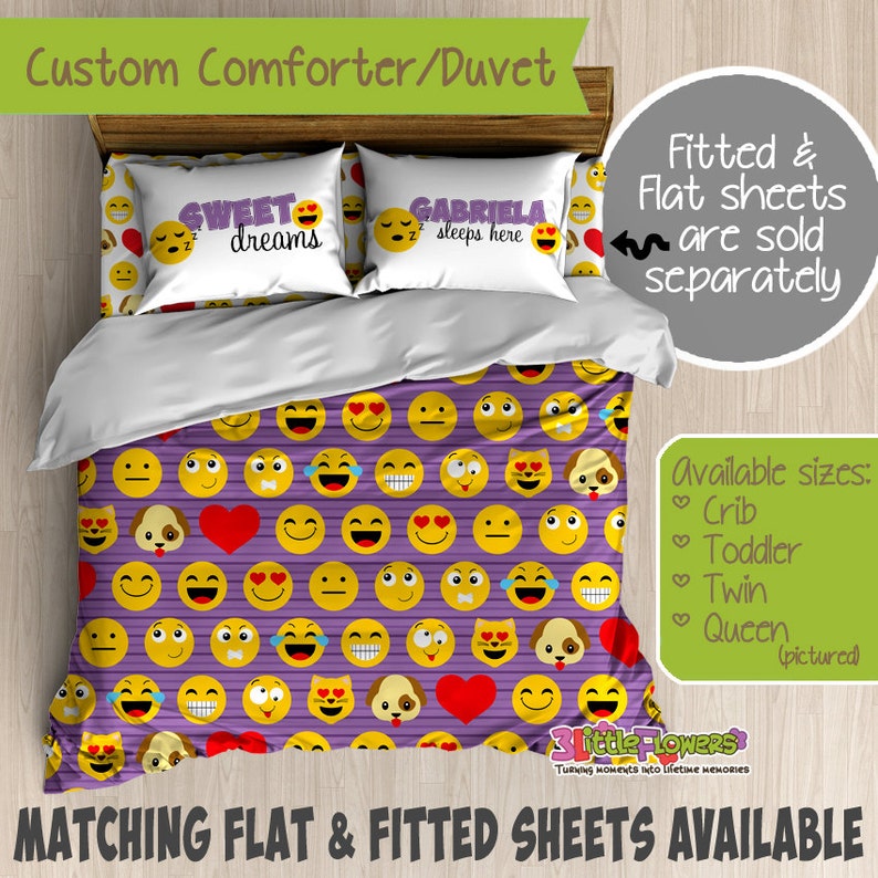 Emoji Custom Comforter Duvet Teens Comforter Teens Duvet Customized Teens Bedding Teens Pillowcase Emoticons Bedroom Decor