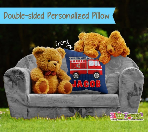 Personalized Fire Truck Pillow Personalized Throw Pillow