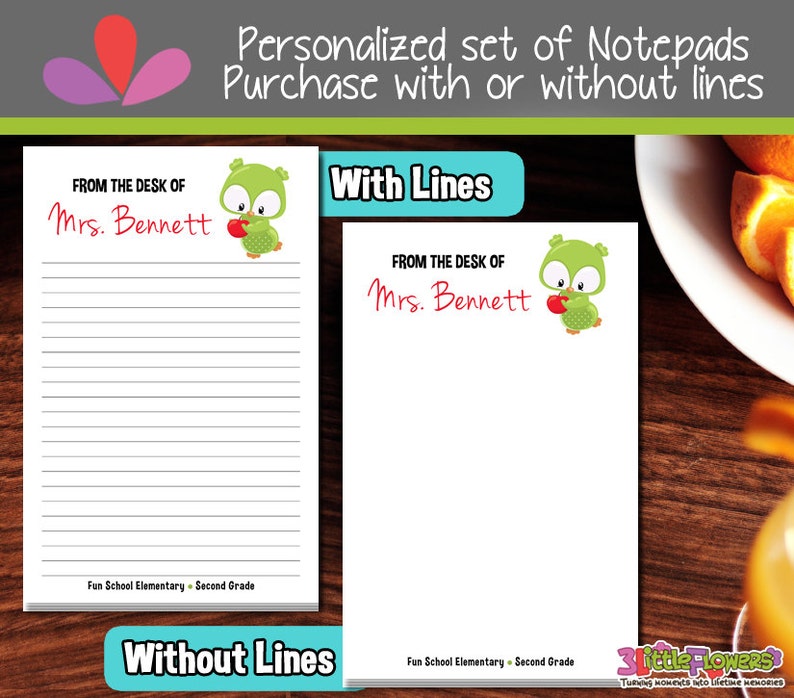 Teacher Notepads Owl Notepads Personalized Notepads Etsy