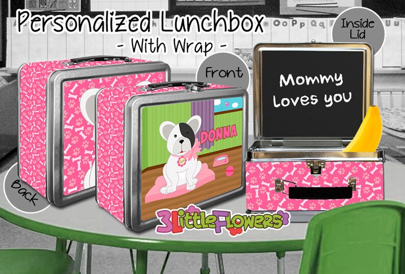 Puppy Lunchbox for Girl Personalized Metal Lunch Box Etsy
