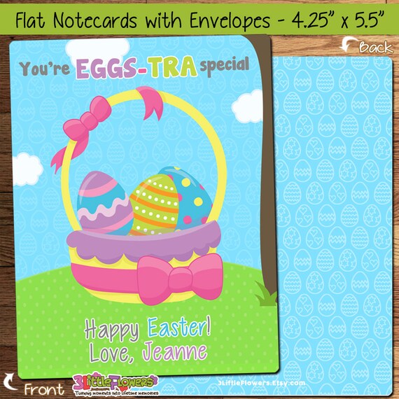 Eggs Basket Easter Cards - Personalized Easter Cards for Kids - Classroom Easter - Children Easter Cards - Personalized Kids Easter Cards Il_570xn