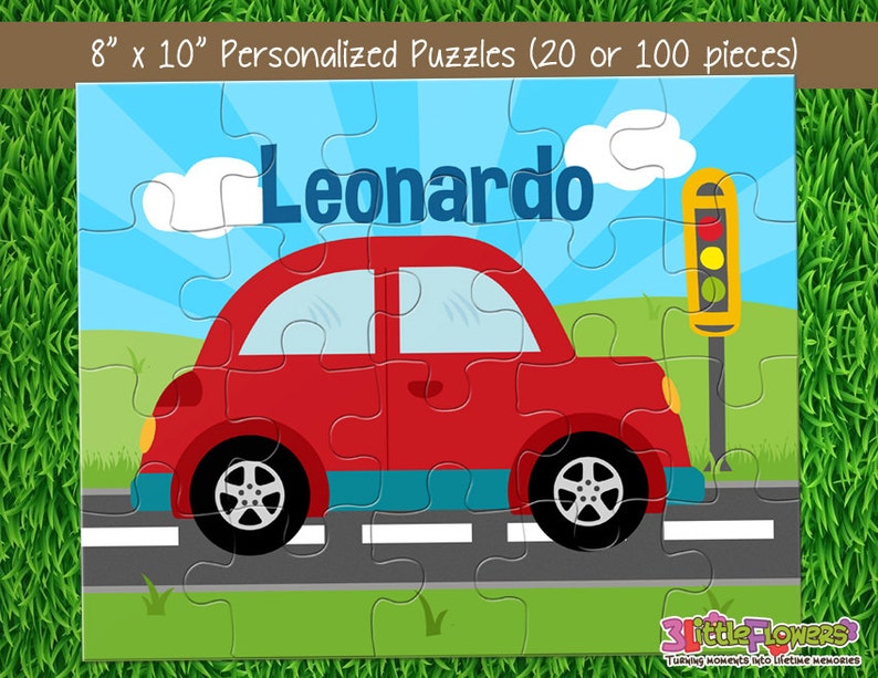 Personalized 8 x 10 Puzzle Personalized Children Puzzle Personalized Name Puzzle Personalized Car Puzzle 20 pieces Puzzle