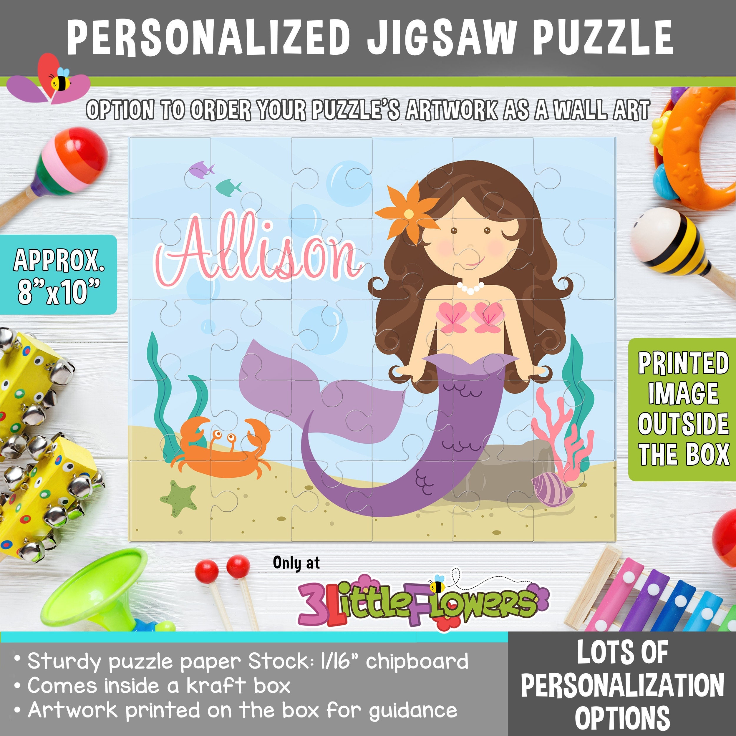 Personalized Mermaid Puzzle Personalized 8 X 10 Puzzle