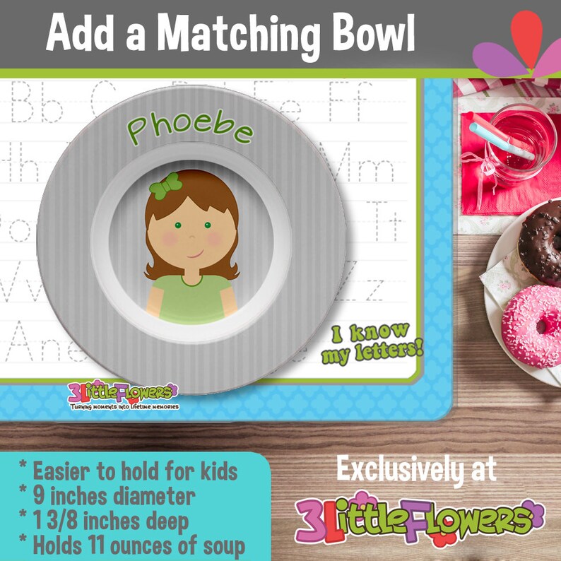 Little Girl Plate and Bowl Set Personalized Plastic Children Etsy