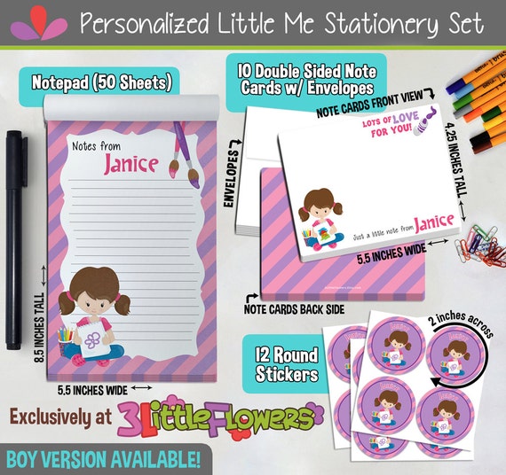 Artist Girl Personalized Stationery Set Personalized Children