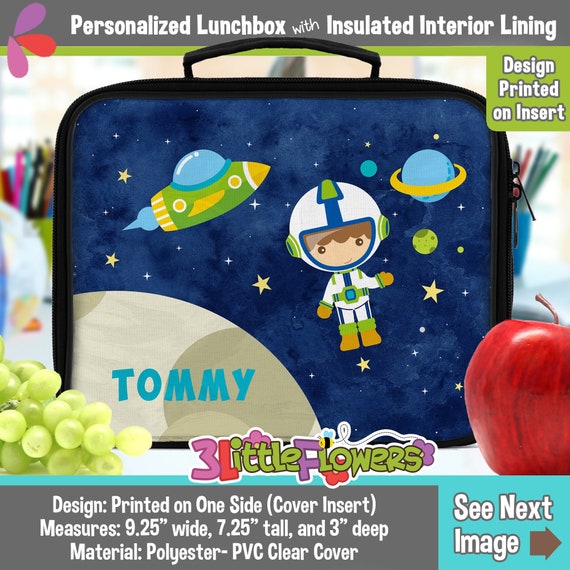 Personalized Astronaut Lunchbox - Personalized Polyester Lunch Box - Insulated Interior Lining Lunch Box - Space Boy Lunch box Il_570xn