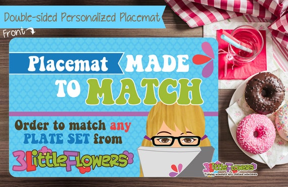 Personalized Drummer Girl Placemat Activity Placemat for Children Personalized placemat for kids Laminated Custom Double-sided