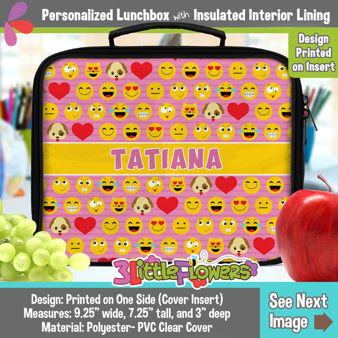 Personalized Emoji Lunchbox Personalized Polyester Lunch Box Etsy