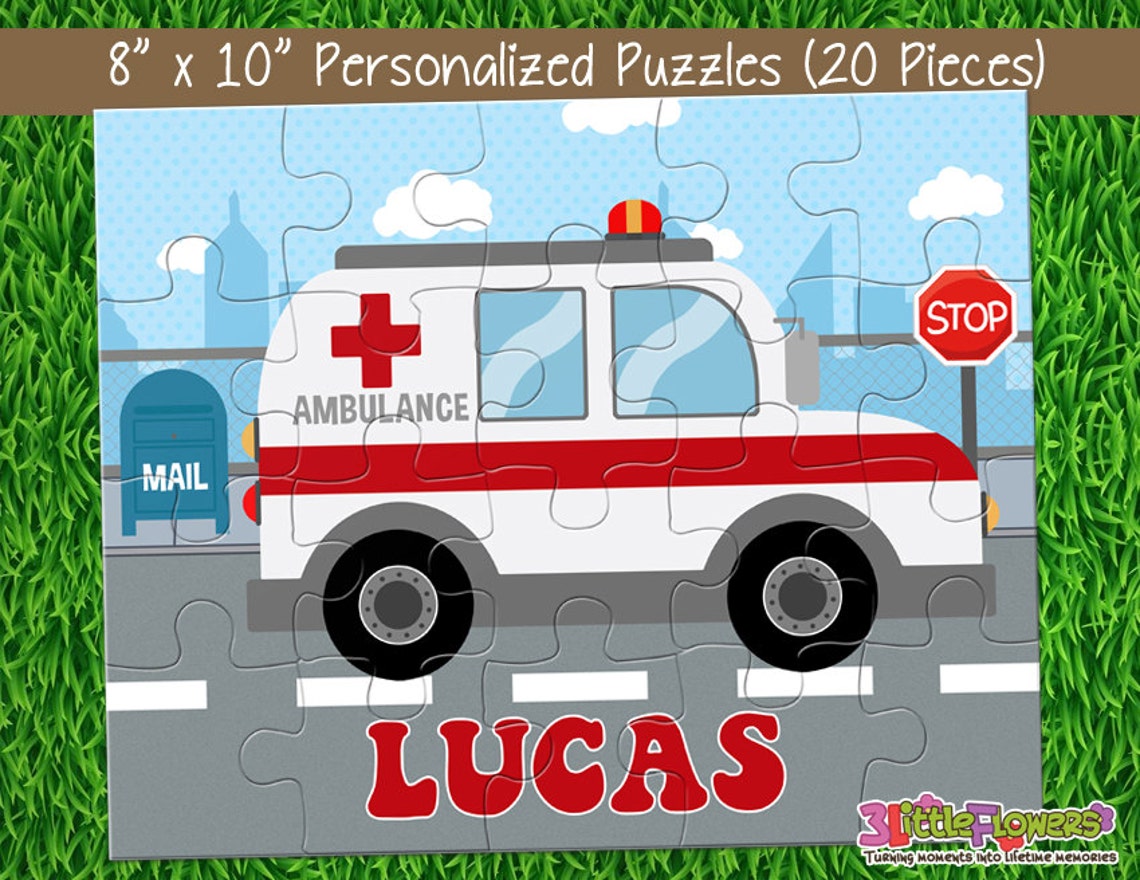 Personalized Ambulance Puzzle Personalized 8 X 10 Etsy