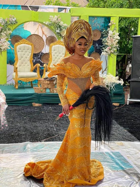Handmade Nigerian Lace Mermaid Dress: African Wedding, Prom