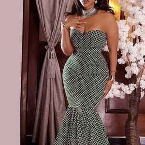 Handmade Ankara Mermaid Gown: African Wedding Guest Dress