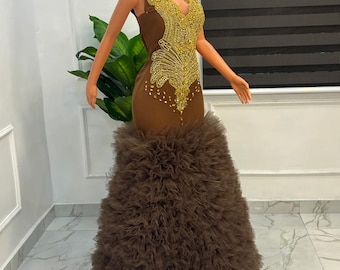 Handmade Brown Prom Dress & Bespoke Suit: Matching Couple Set
