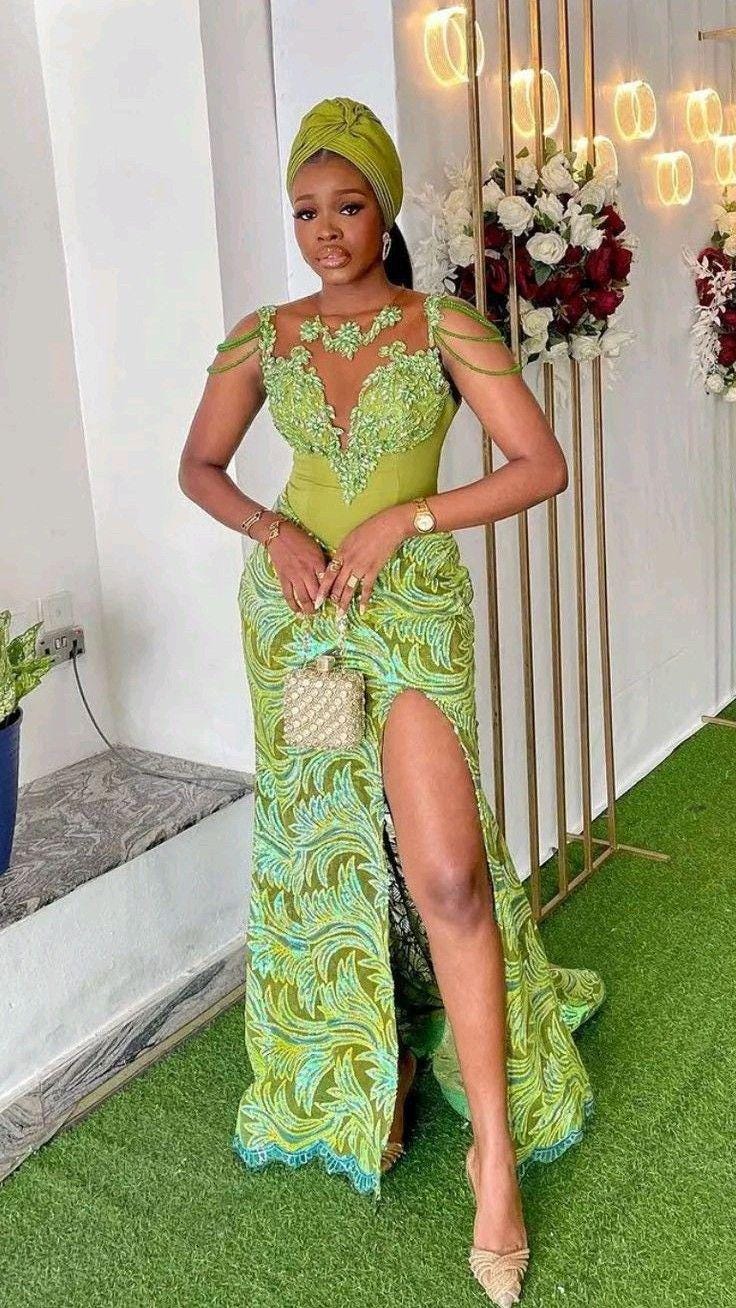 green african wedding dress African Sequin Wedding Dress| Plus Size Party Gown| Top Super Deals Black / XXL main image 0