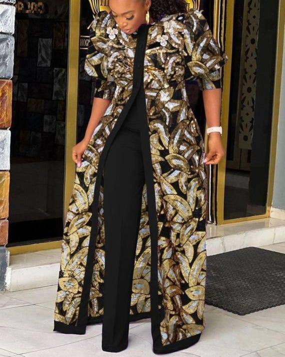African Print Kimono Dress: Nigerian Wedding Guest Outfit Birthday Outfit