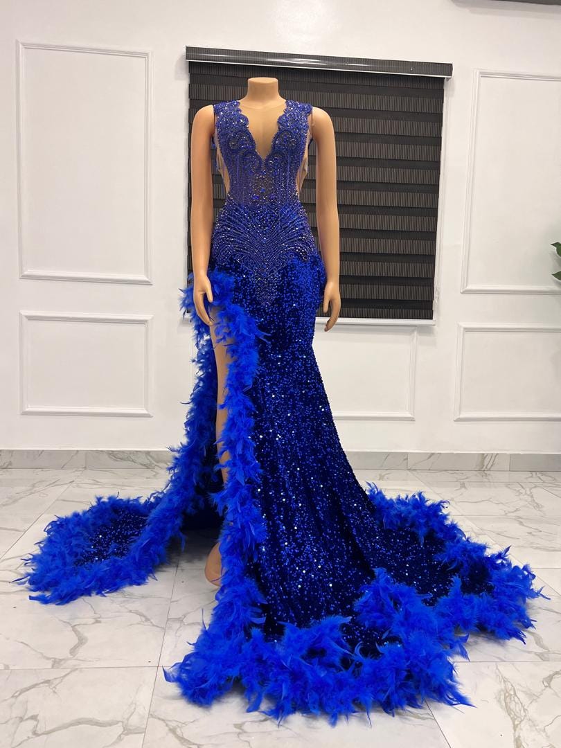 chinese dress ladies Elegant Royal Blue Mermaid Long Party Dress – FancyVestido main image 1