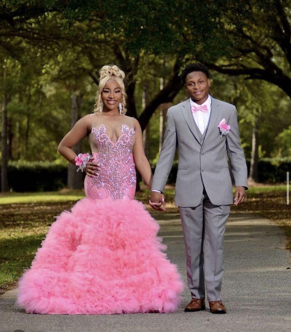 pink dress grey suit Light Grey Suit & Pink Tie main image 1