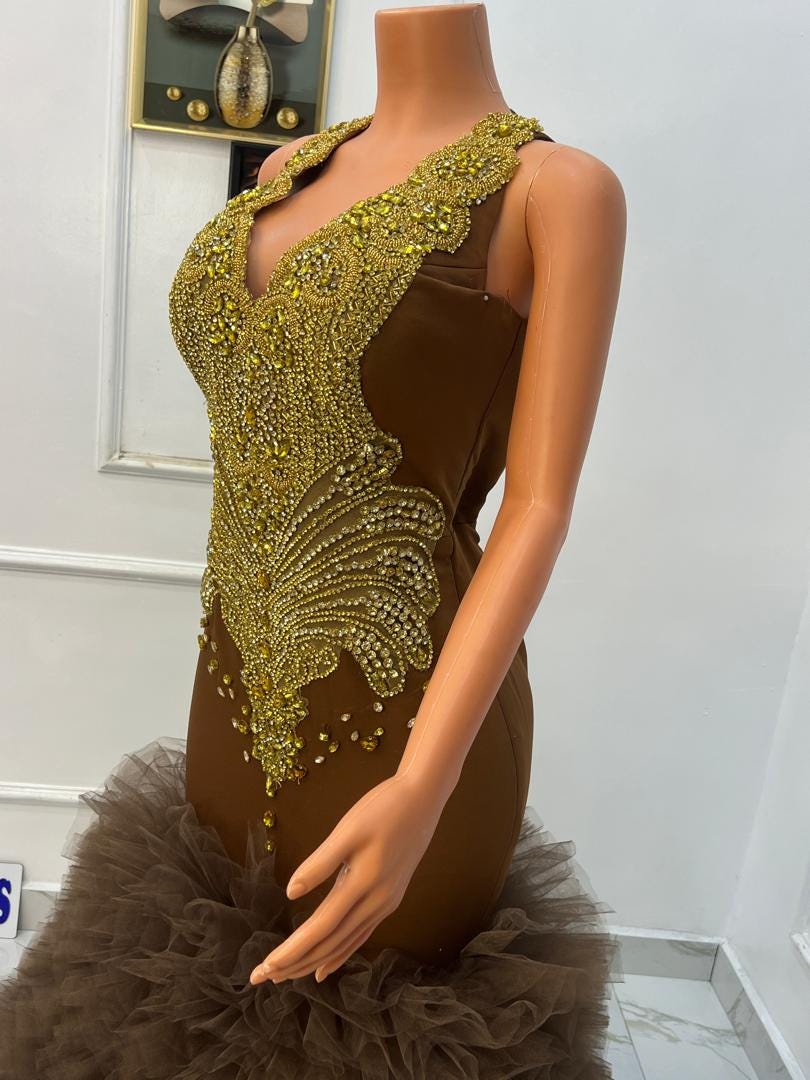 Handmade Brown Prom Dress & Bespoke Suit: Matching Couple Set