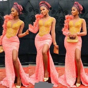 Handmade Lace Mermaid Dress: African Wedding Guest Gown