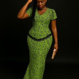 Handmade African Print Evening Dress: Nigerian Wedding Guest Gown