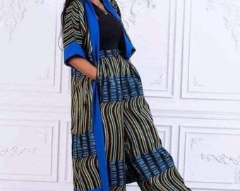 Afrikanisches Print Kimono Kleid: Zweiteiliges nigerianisches Hochzeitsgast-Outfit