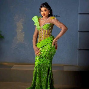 Handmade African Lace Corset Dress: Nigerian Wedding Mermaid Gown