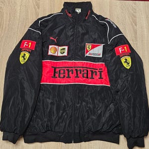 Vintage Ferrari F1 Racing Jacket: Embroidered Motorsport Streetwear