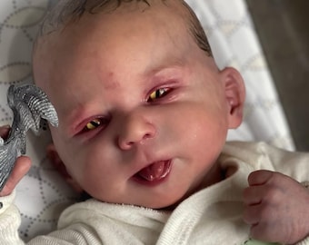 Custom Serpent Vampyre Reborn Baby Doll: Hyper-Realistic Fantasy Art