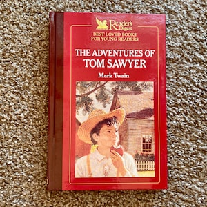 Vintage (1989) "The Adventures of Tom Sawyer" Reader's Digest Edition Hardcover Book by Mark Twain | Vintage Book | Classic Book [Pre-Owned]