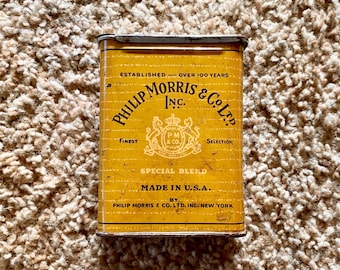 Vintage 1940s Philip Morris & Co. Tobacco Tin: Midcentury Tobacciana